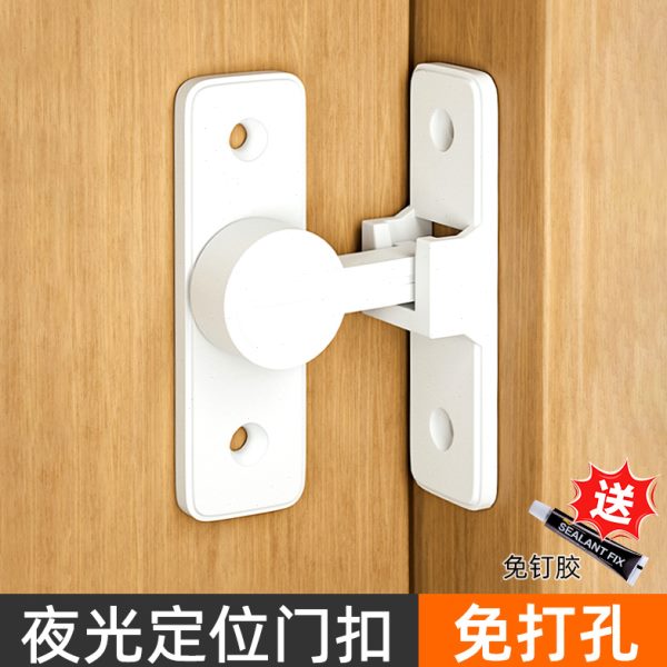 9谷仓门扣度卫生间插销免打孔移门厕所门锁卡扣0推拉门锁搭扣扣栓