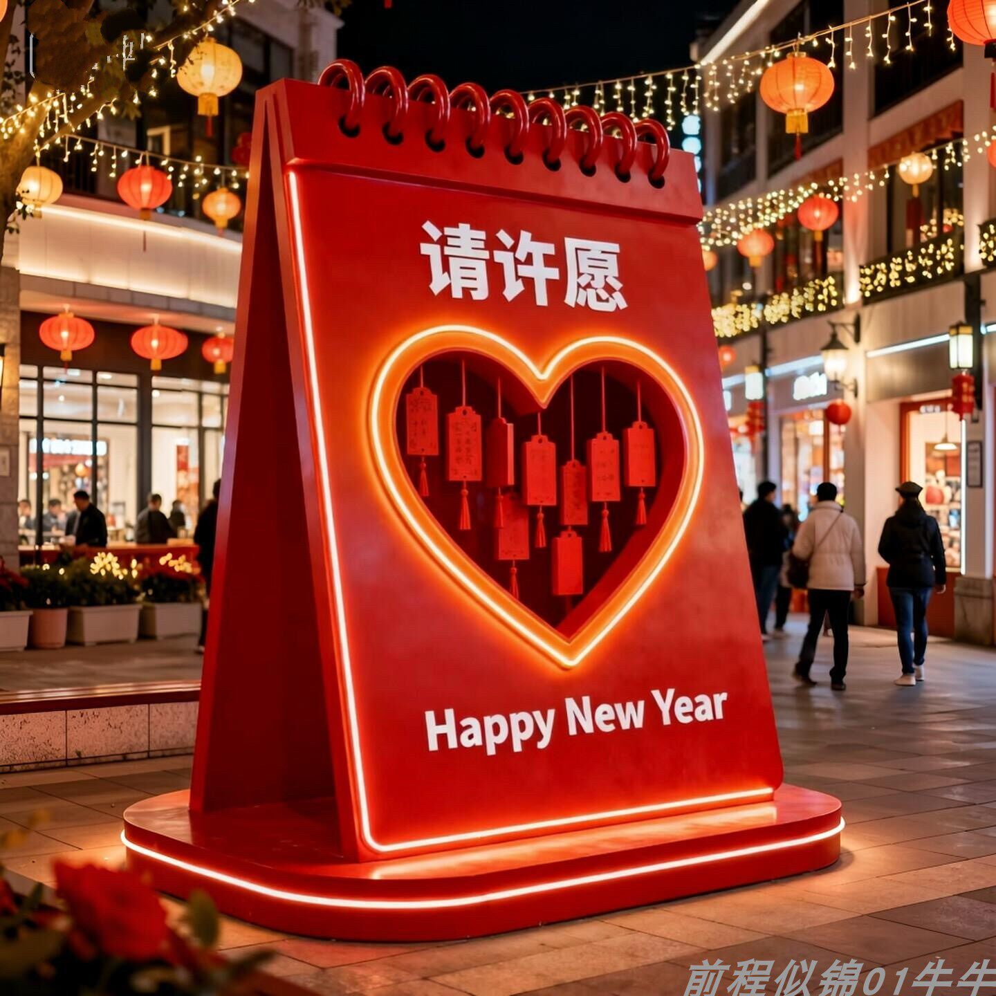 元旦许愿日历美陈户外商场外广场景区庙会祈福网红打卡装置摆件