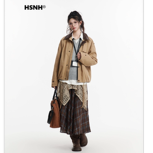 HSNH【巴恩风抽绳外套】秋季休闲巴恩风工装纯棉夹克外套男女同款