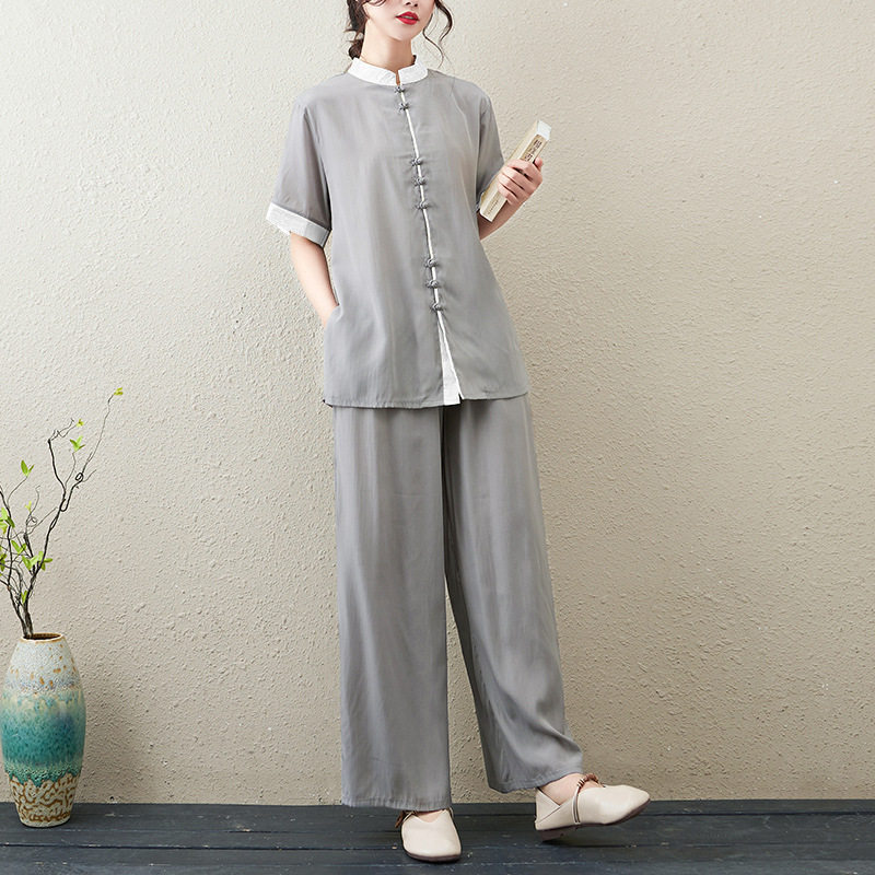 夏季新款复古文艺太极练功服禅意