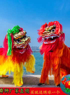 中国风舞龙舞狮道具春节年味北狮成人双人舞狮子绣球服装狮子表演