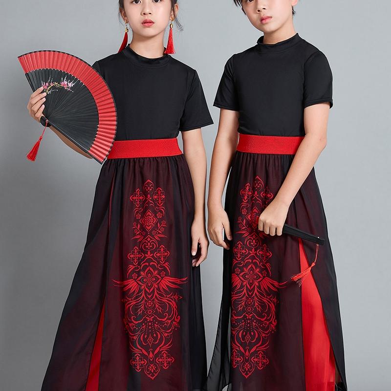 雪龙吟舞蹈服古典舞扇子骁的舞蹈服装中国少年郎演出服女儿童