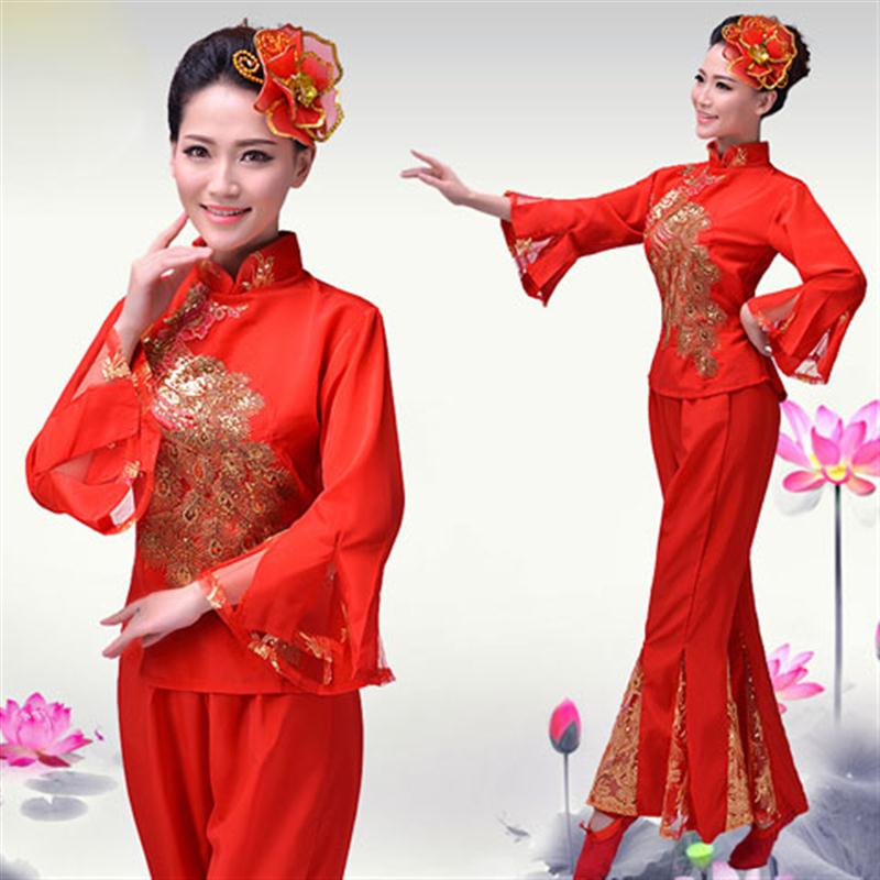 东北民族舞蹈秧歌服舞蹈中老年广场舞演出服女服扇子舞