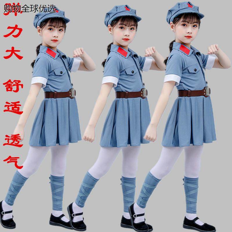 儿童小红军演出服八路军合唱服幼儿红星闪闪舞蹈表演女童套装
