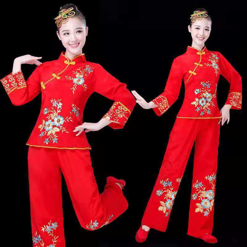 新款秧歌服舞蹈服中老年喜庆扇子舞演出服装女成人东北秧歌舞