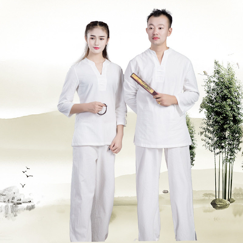 健身运动棉麻瑜伽服居士服修禅