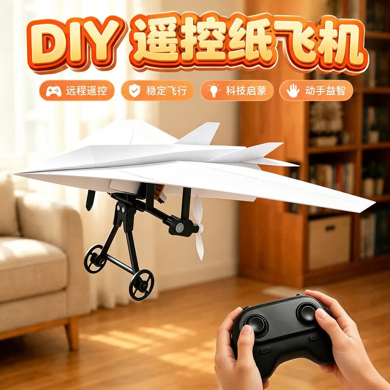 电动遥控纸飞机玩具儿童无人机航模飞行器配件小学生diy组装套件图片