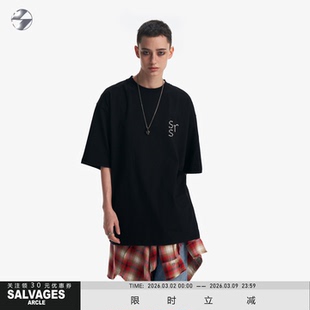SALVAGES美式重磅简约字母高级潮牌圆领T恤男女同款国际大牌上衣