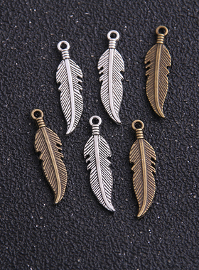 极速30pcs 7*27mml Antique   Zinc Alloy Feathers Charms Diy J