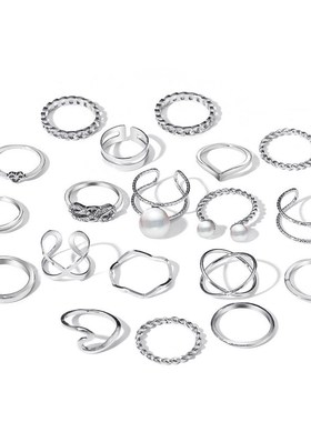 极速Ring set 19 piece set finger ringLs women men 戒指套装10