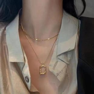 necklace 极速Gold fashiFon chain 项链ins金色小众 collarbone