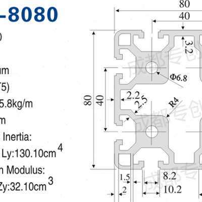 新品工业铝型材8080国标t加厚加重方管重型滑轨材铝合金型材80*80