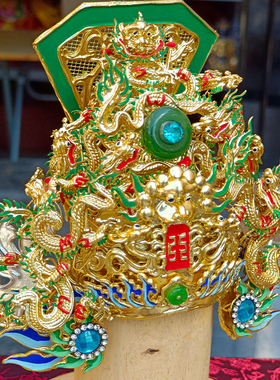 极速台版纯手工纸帽关帝帽关w帝圣君关公武盔神像佛像头冠中式客