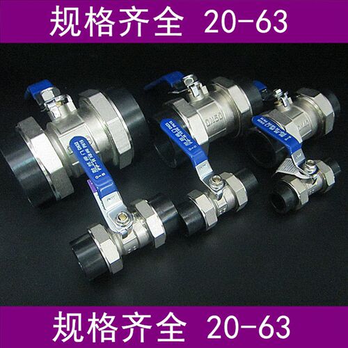 极速全铜PE转PPRm自来水4分6分热熔25开关32水阀20双头活接球阀50
