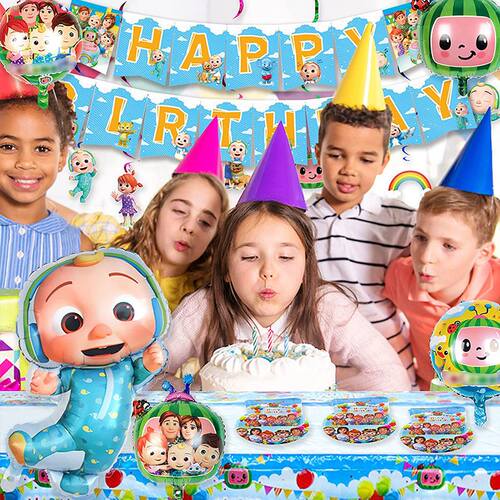 新品Cocomelfon Party Decor Birthday Paper Plates Cups Tablec