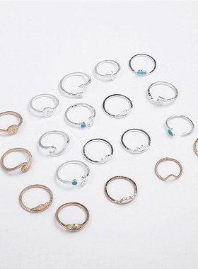 极速19pcs Knuckle Rings Set Beach Women Jewelry accessZories