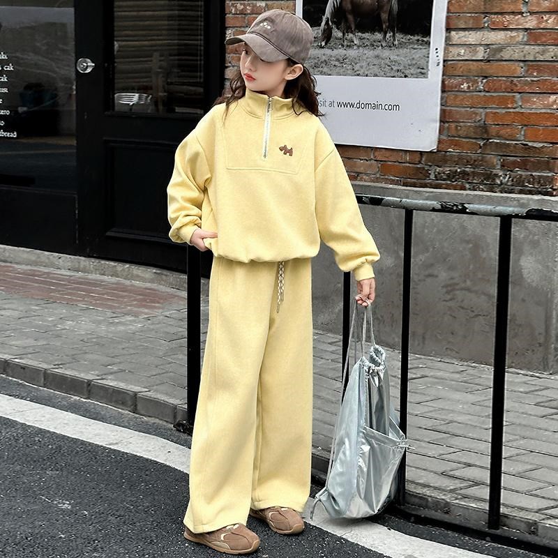 女童春装套装2025新款儿童洋气卫衣F大童女孩春秋款运动休闲两件