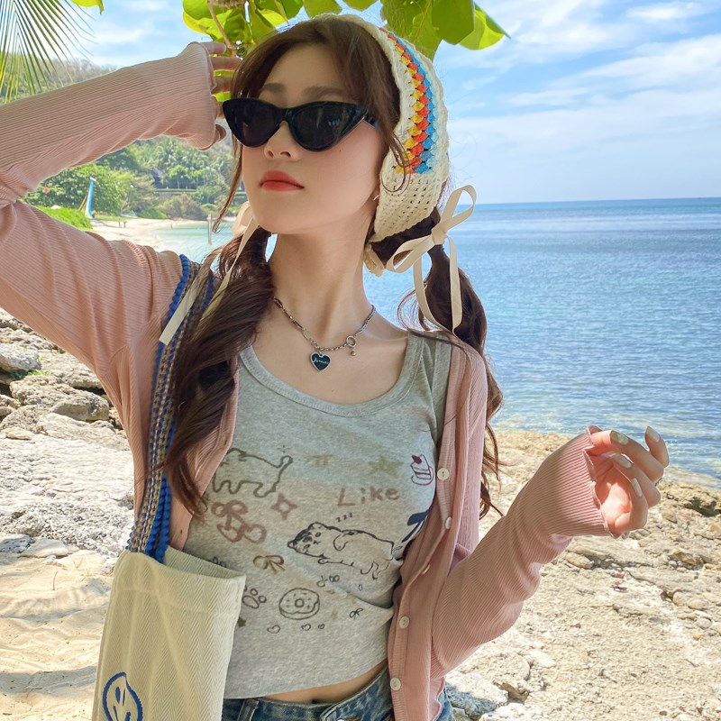 粉色薄款针织开衫女夏季配吊带冰丝披肩上衣2025新款X防晒外搭外