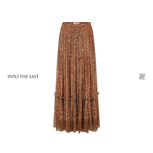 Into The East棕调繁花真丝半裙