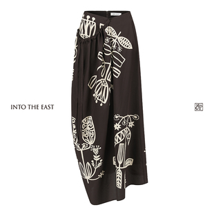 Into The East己印桑蚕丝图腾大口袋半裙