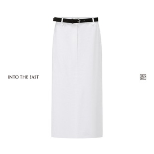 Into The East己印亚麻直筒半裙