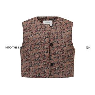 Into The East己印深棕佩斯利花纹夹棉小马甲