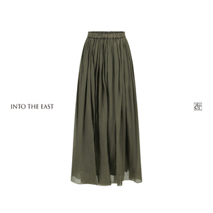 Into The East己印橄榄绿细褶半裙