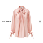 Into The East己印粉色系带桑蚕丝上衣