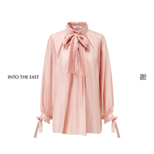 粉色系带桑蚕丝上衣E1DGAW019PK20TP 鹦鹉梨严选