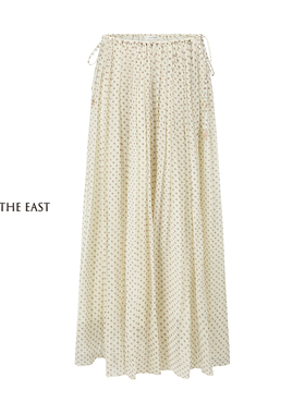 Into The East己印白色迷你腰果抽绳碎褶半裙