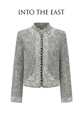 Into The East己印混色肌理盘扣西装