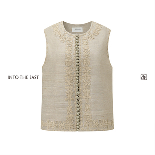 Into The East柞蚕丝手工绣花盘扣马甲