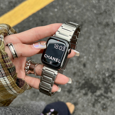 方格不锈钢iWatch高级感表带