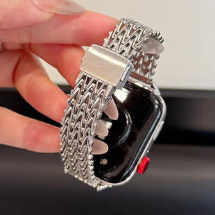 watch 幺诺适用华为watch VVV纹磁吸卡扣透气金属链式 4pro细款 Fit3磁吸不锈钢三四代精钢休闲高级感腕带 fit4