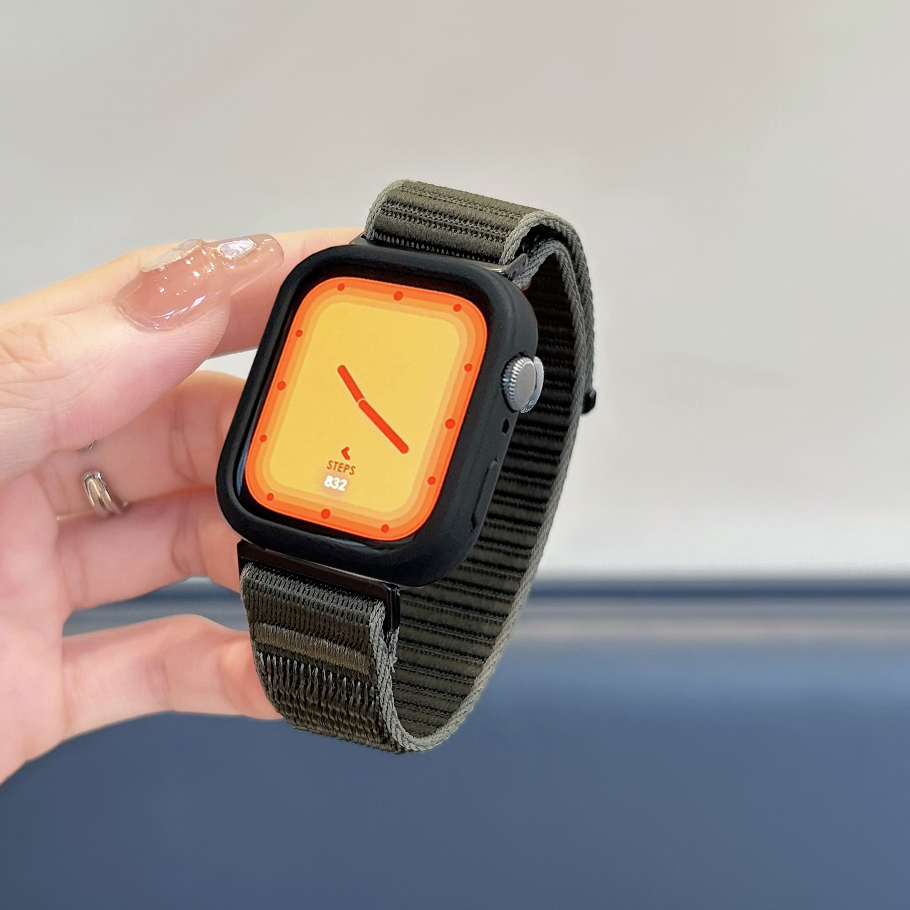 适用红米Redmi watch6一体山地纹尼龙表带小米watch5/4编织弹力魔术贴秋冬六代9/8pro透气配保护壳原野绿腕带