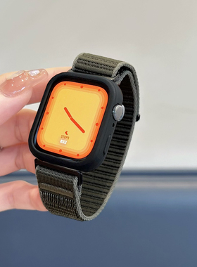 适用红米Redmi watch6一体山地纹尼龙表带小米watch5/4编织弹力魔术贴秋冬六代9/8pro透气配保护壳原野绿腕带