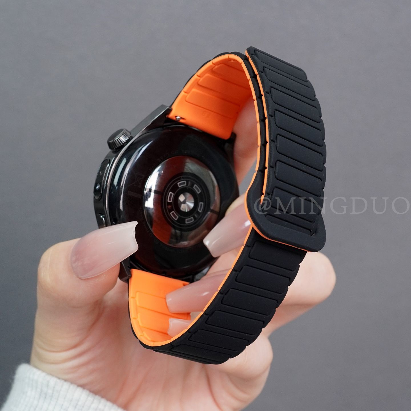 适用华为gt6/5/4手表表带GT6pro个性工字纹磁吸硅胶watch5/4时尚高级gt2简约撞色3Pro男女智能荣耀magic腕带