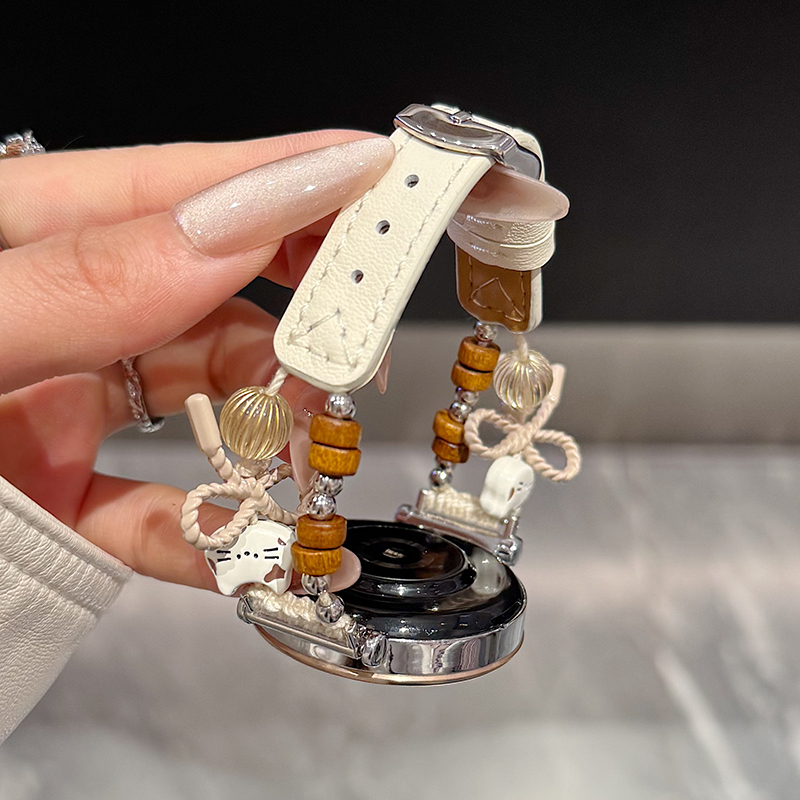 幺诺华为watch格纹软皮小熊蝴蝶