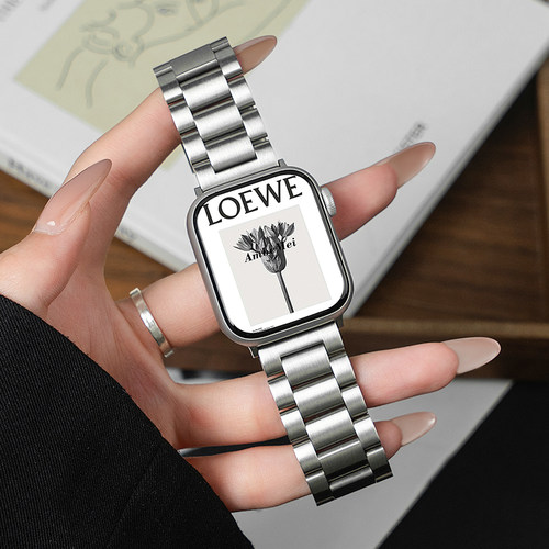 幺诺适用苹果手表apple watchS10新款高级简约腕带iwatch s9/8/7/6/5/4/3金属不锈钢时尚ultra男女生替换带se