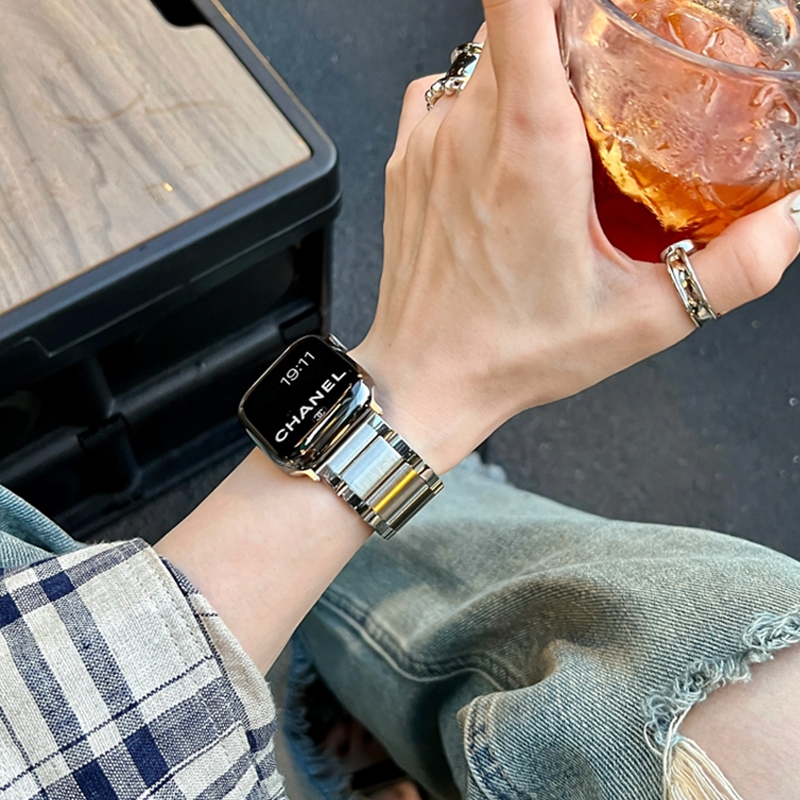 适用华为手表watchfit4/4pro金属方格时尚小众智能fit3新款腕带watchFIT4夏运动三株不锈钢透气男女腕带宽版