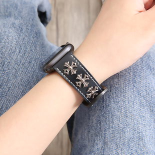 9pro腕带 watch牛皮休闲真皮小米8pro 幺诺适用红米watch6 5代手表复古克罗心朋克风五柳钉皮质青春表带Redmi