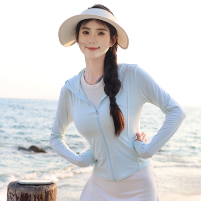 南雀二小姐冰感防晒衣女春夏季防紫外线原纱型修身瑜伽运动防晒服