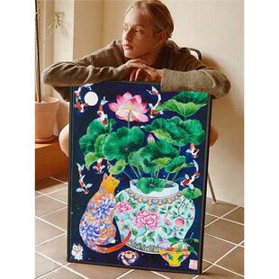 东方美学花瓶静物客厅装饰画高级感复古餐厅玄关壁画中式书房挂画