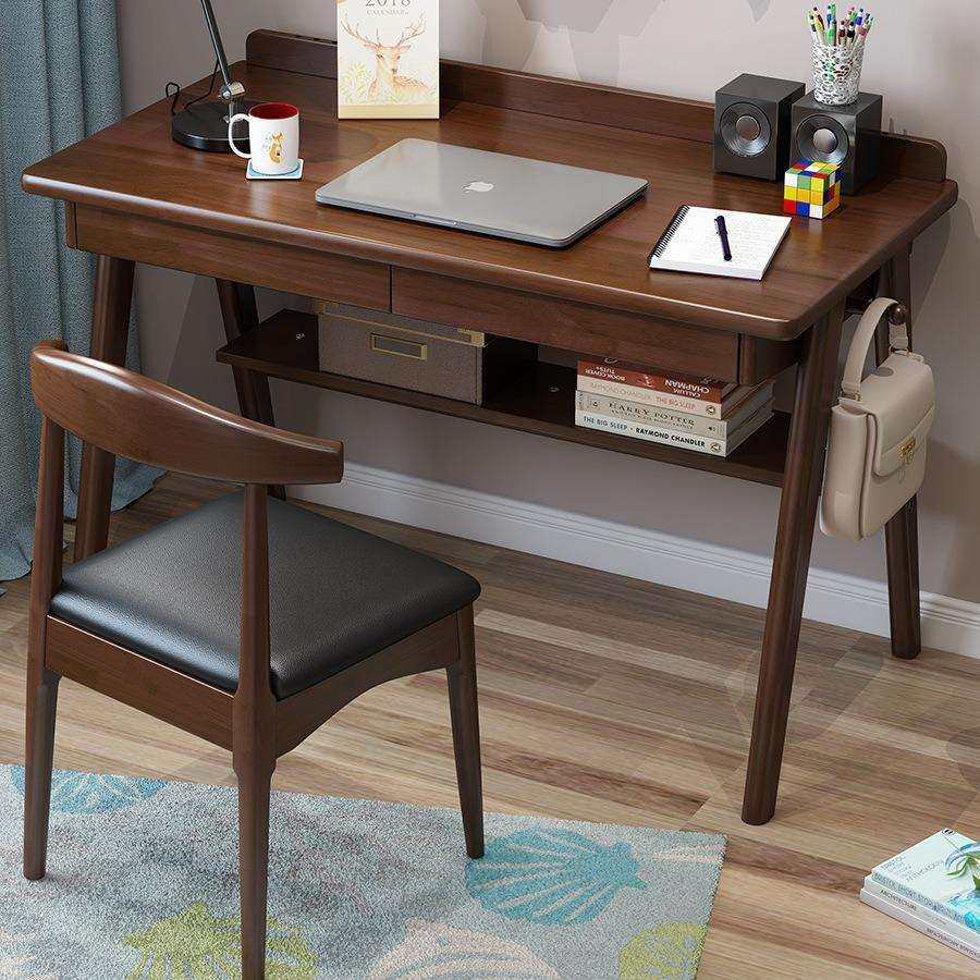 AL北欧家用实木书桌客厅卧室学生学习桌现代简约多功能日式电脑桌