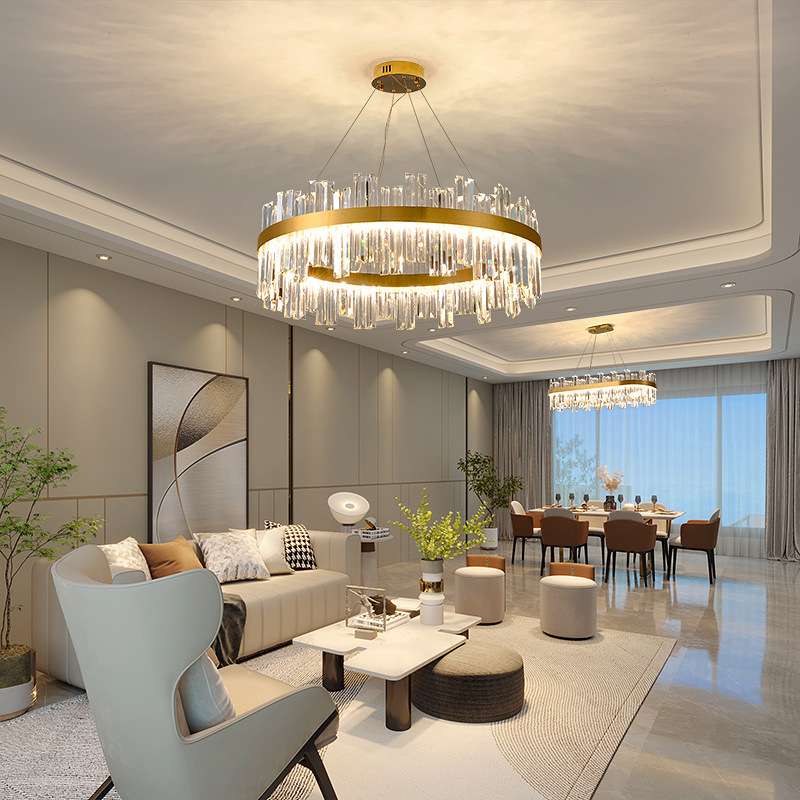 轻奢水晶吊灯客厅灯简约现代大气主卧室2023新款餐厅全屋套餐灯具