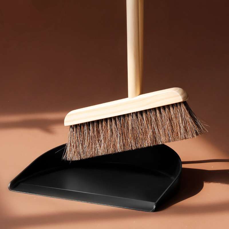 马鬃毛扫把簸箕套装家用实木魔术扫帚组合轻巧扫地笤帚