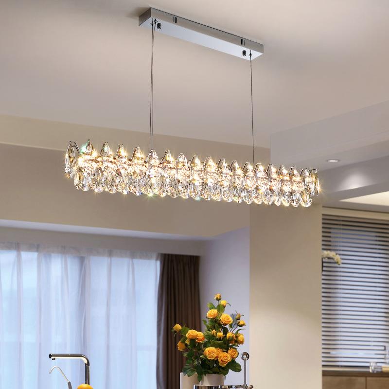 高级感餐厅吊灯法式轻奢水晶灯会客室茶室长条饭厅餐桌灯2025新款