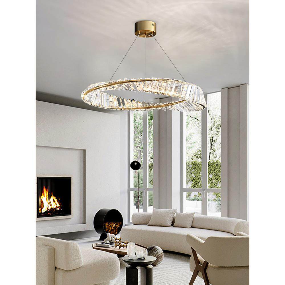 后现代轻奢客厅水晶吊灯现代简约设计师大气餐厅圆环卧室灯具