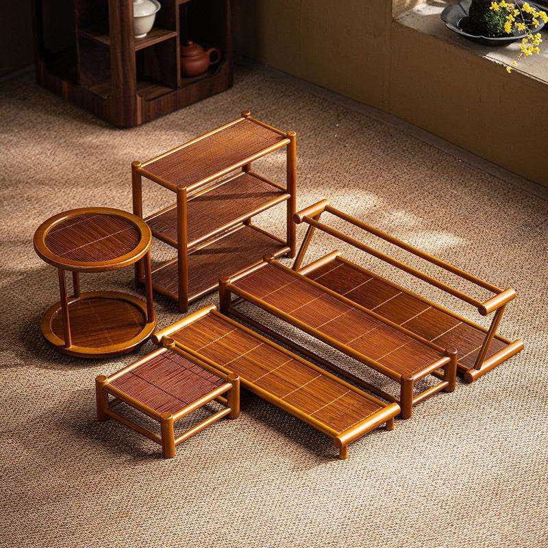 茶杯架子茶具收纳架中式小博古架花架茶壶架桌面置物架茶具展示架