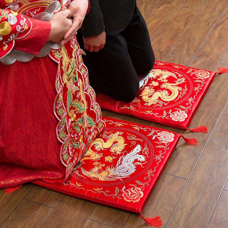 红跪垫结婚福垫坐福垫婚庆用品大全敬茶垫子一对坐垫婚礼跪拜喜垫